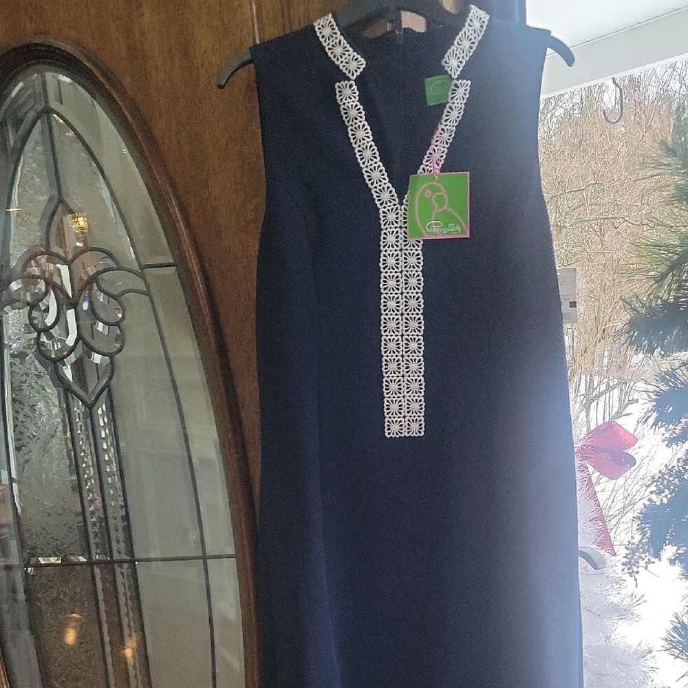 Pappagallo Navy Dress with White Detailing SIZE 12